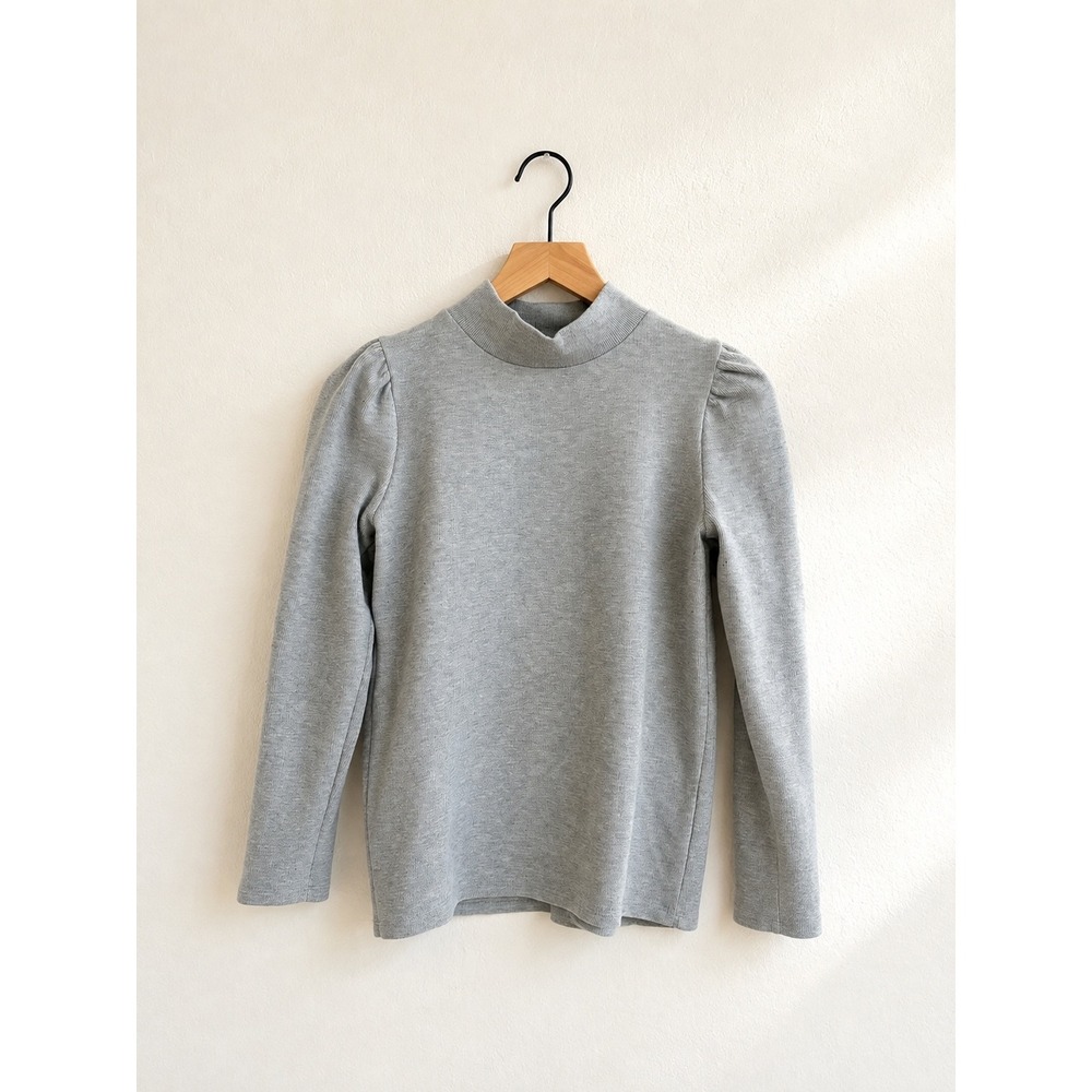 Madewell Puff Sleeve Mockneck Top Ribbed Knit Normcore Small